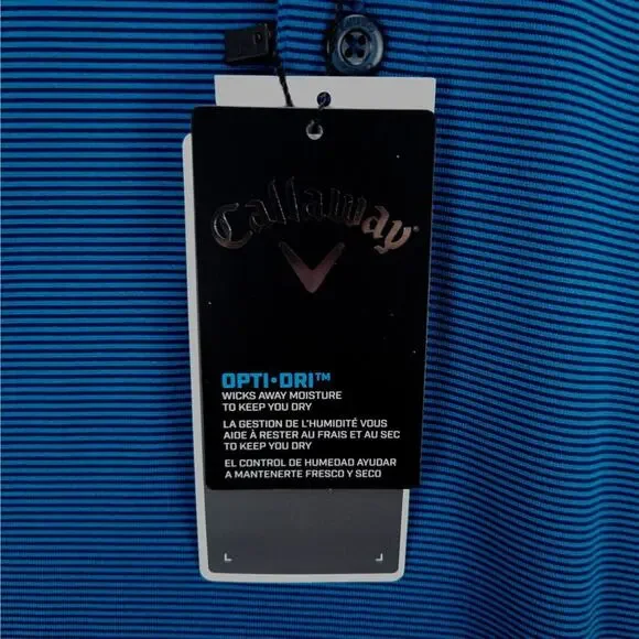 Callaway Golf Polo Opti-Dri Mens XXL Shirt Blue Black Striped 3-Button New Tags - Picture 6 of 12